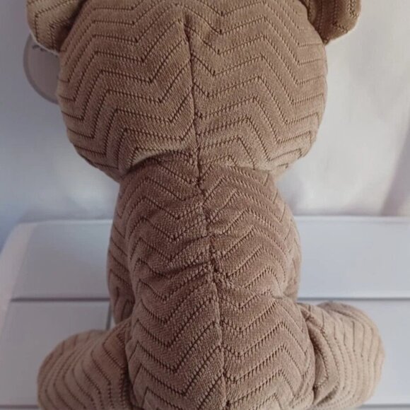 Hugfun Stuffed Plush Teddy Bear 9” Tan Brown Zig Zag Mock Suede Pattern NWT - Picture 2 of 5